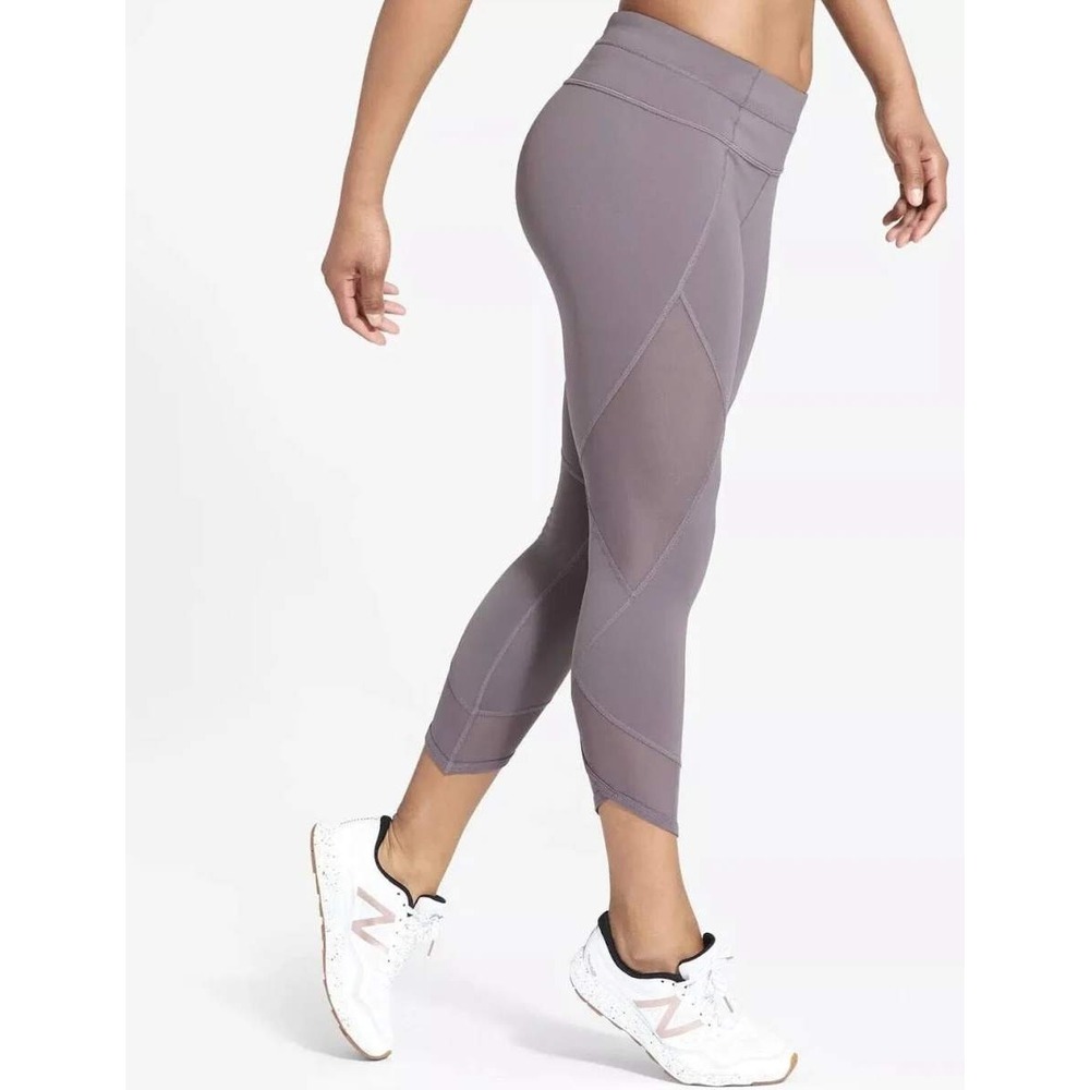 Athleta Aura Sonar Mesh Capri Leggings Gray Workout Yoga Pants Size M Durable